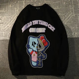 Dark Punk Design Skull Cat Print Sweatshirt T Shirt Goth Hip
