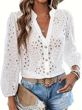 Fongt Women's Top Button White Autumn Dress Lady Shirt Fashion Temperament
