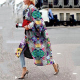 Fongt Spring And Autumn Wishebay Long Horn Sleeve Coat Print Loose Wind Coat