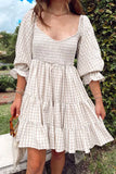 Gingham Babydoll Dress 703-1-Outfit