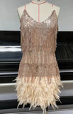 Fongt Lysing Shiny Birthday Party Feather Splicing Dress Dress Dress