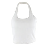Fongt Polyester Clothing Hot Selling Women Hot Girls Spring Summer New Crop Sleeveless Hanging Neck Rib Bed