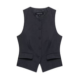 Fongt Sleeveless Vest Women's Dress 2025 Spring Temperament Clip Single-Clip Vest