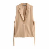 Fongt Sales Spring 2025 New T-Shirt Decorated Open Fork Vest Suit Vest