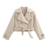 Fongt Homemade New Women's Style Casual Coloring 4-Colored Belted Wind Coat