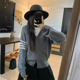 Fongt Age Reduction Soft Waxy V Collar Knit Cardigan Female Autumn Winter Show Thin Casual Women's College Wind Sweater Coat Female-Outfit