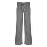Fongt Cloth Forget Lazy Wind Stripes Loose Thin Tie With Low-Rise Slacks Hot Girl Knitted Broad Leg Trousers
