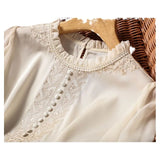 Industry Embroidered Silk Shirt Women's Autumn 2023 New Fungus-Rimmed Mulberry Silk Long-Sleeved T-Shirt-Outfit