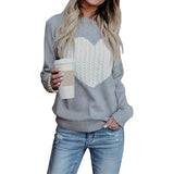 Fongt / Winter Women's Knit Sweater Plus Size Love Knit Long Sleeve Jumper Sweater