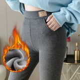 Cold-Resistant Leggings Women Fashion Casual Lamb Cashmere Leggins Mujer Pockets Plus Velvet Thickening