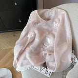 Industry Embroidered Oblique Cardigan New Chinese-Style Eugen Yarn Shirt Women's 2024 Summer Style Gentle Temperament Sunscreen Blouse-Outfit