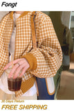 Women's Fashion Plaid Knit Cardigan 2023 Spring Autumn New Korean Version Casual Loose Zipper Cardigan