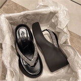 Fongt Water Drill High Heel Soft Base Not Tired People Cool Slippers High-End With Skirt Flashing Beach Clip Slippers