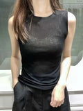 Women Solid Round Neck Sexy Tank Top Camisole Women Summer Basic Elastic Slim Tank Top O Neck Solid Tank Top 2024-Outfit