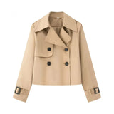 Fongt Women's 2025 New Double-Dbutled Short Wind Coat
