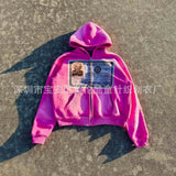 Fongt Printing Hoodie Jacket Winter High Street Loose Hot Top