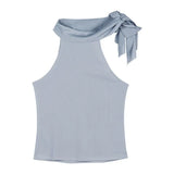 Fongt New Thai Small Waistcoat Big-Size Hottie High-Necked Ribbon Ribbon Sleeveless Coat Woman