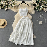 Fongt Reduction Suit Female Summer Outfit 2023 New Sling Jacket Short Style Versatile Big Swing Skirt Sweet Two Sets Of Tide-Outfit