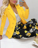 Women's Two Pieces Pant Sets Formal Business Double Breasted Blazers Jacket and Pants 2 Piece Set Elegant Ladies Pant