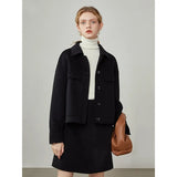 Double Breasted 100% Wool Coat Women Elegant Cashmere Long Winter Coat Female Oversized Vitnage Blend Jacket