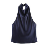 Fongt Summer New Silk Hysm Texture Hanging Neck Dress 3203317 Vatry Dress 3210317