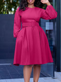 Fongt With Belt African Women's Clothing 2025 Autumn And Winter 2025 New Long-Sleeved Elegant Collar Dress