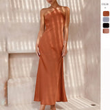 Fongt Spring And Summer New Sexy Solid Color Bodyless Sleeveless Back Temperament Dress Woman