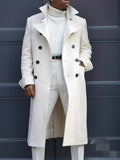 Fongt New Fashion Solid Color Collar Long-Sleeved Gentleman Coat Autumn And Winter Loose Coat In The Long Wind