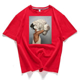 Neck Short Sleeve Loose Harajuku Avatar Print Chic Women's T-shirt Summer Korean Version 95% Cotton Stretch Female