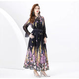 Fongt And Autumn Women's Printed Femininity Shirt Blouse Flowers Half-Dressed Two Sets Of Belly Shaded Young