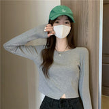 Fongt Bottom Shirt Female Autumn Winter With Long-Sleeved T-Shirt 2024 New Design Sense Hot Girl Short Student Jacket