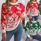 Fongt Shooting 2025 Autumn And Winter Leisure Deer Pattern Long-Sleeved Jacket Sweater Christmas Women's Clothing