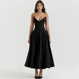 Fongt 2025 New Sexy Long Dress With Chest Dress V Pointed Fish Bone Gird Waist A Swing Dress Woman