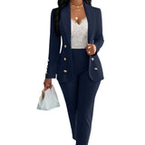 Fongt Hot Selling Sexy Wind Women's Wear For Solid Color Suit Collar Double Breasted Casual Suit Suit-Outfit