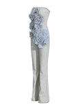 Elegant Wind-Style Trousers Women's 2025 Summer New Temperament Elegant Commuting Breasts Three-Dimensional Flowers High-Waisted