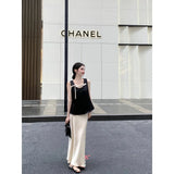 Fongt Slim Slimy Leisure Sleeveless Top With Temperament High-Waist A-Word Skirt Suit