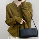 Fongt Wind Round-Neck Knitted Sweater Coat Women's Spring And Autumn Design Small Knitted Cardigan Small Bottom