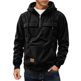 Fongt Men's Casual Coat Hooded Autumn And Winter Tunic Station Multi-Pocket Zipper