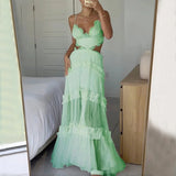 Fongt 2023 New Sexy Home Sling Lace See-Through Hole Dress-Outfit