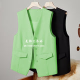 Fongt Vest Women's Small Vest 2025 Spring And Autumn New Repair Outside The Folding Wear Women's Shoulder Black Short Horse Clip