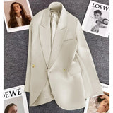 Fongt Korean Version Coffee Color Suit Jacket Female Spring 2024 New Retro British Style Casual Versatile Small Suit-Outfit
