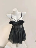Fongt Pajamas Girls Summer 2025 New Small Slings With Thin Back Transparent Pure-Style Pyjamas Suit