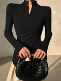 Fongt Hem High-Necked Shirt Women's Women's Cross-Sleeve Knitted Shirt