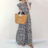 Fongt Summer New Small Broken Floral Dress Round Collar A-Shaped Dress With Sleeveless Sleeveless Dress