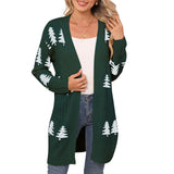 Fongt And Winter New Sweater Women's Knitted Loose Christmas Cedar Embroidered Cardigan Jacket