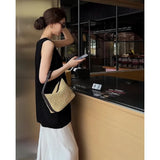 Fongt Fashion Collar Sleeveless Vest Loose Dress Sweet Sweet Folded Skirt Set