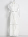 Elegance Dress Female Summer 2025 New High Sense Splicing Lace Side Embroidery Hollow Skirt