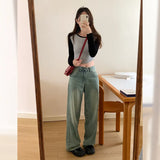 Retro Long-Sleeved T-Shirt Women's Early Autumn New Style Underwear Design Short-Style Blouse-Outfit