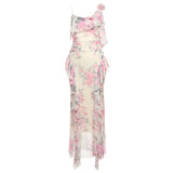 Fongt 2025 New Women's Dress French Temperament Lotus Leaf Crums Hanging Skirt Design Waist Irregular Dress