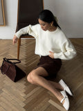Fongt Lazy Wind Wool Sweater Woman 2025 Dress Bag Loose Knitted Shirt Long-Sleeved Top
